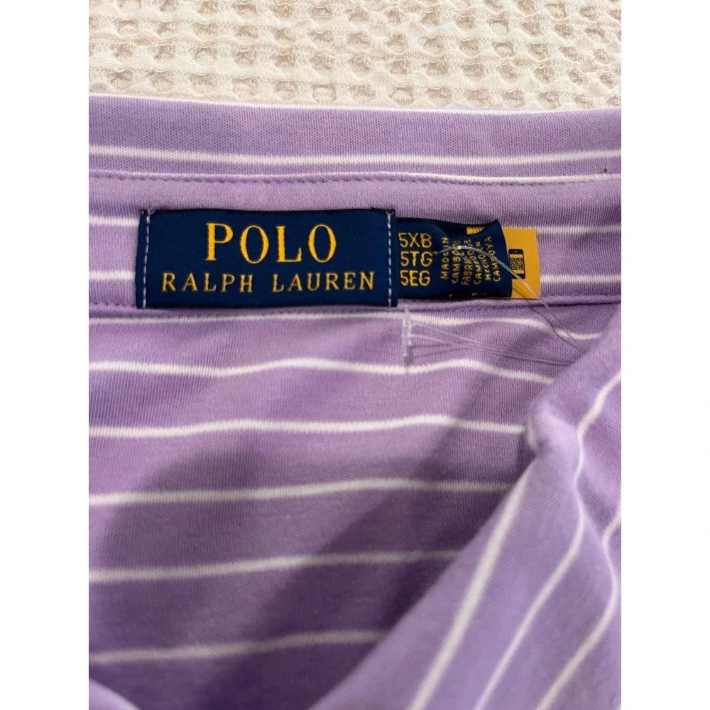 NEW Polo Ralph Lauren Polo Shirt 5XB Big Purple Striped Soft Cotton Pony